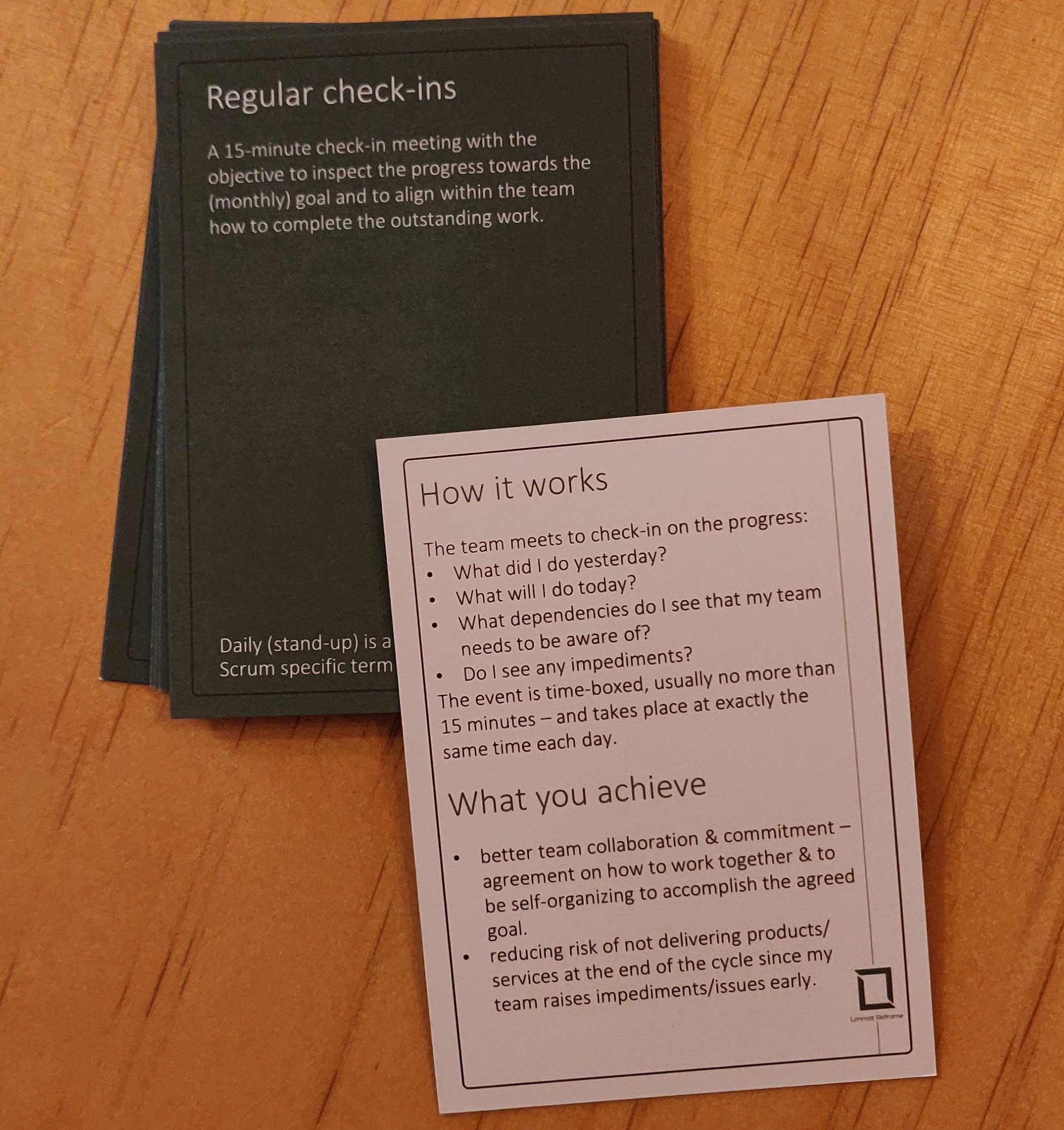 Agile Booster Deck LimmatReframe showing the Daily or Regular Check-ins