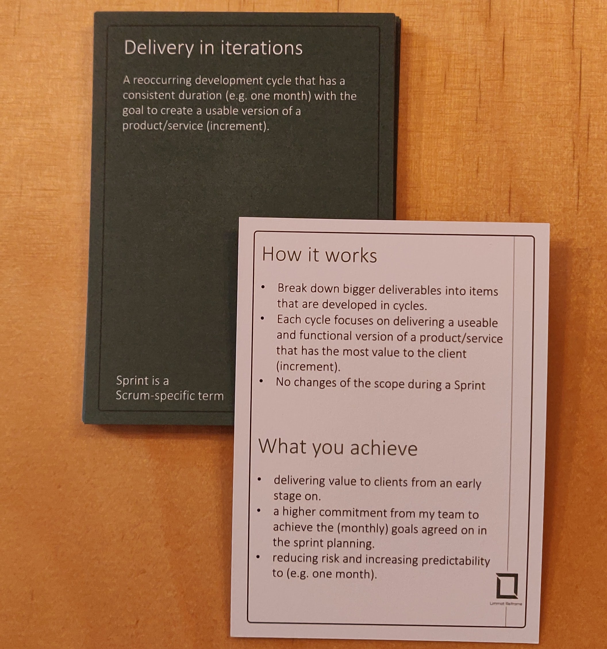 Agile Booster Deck LimmatReframe showing the delivery in iterations Sprint-based delivery